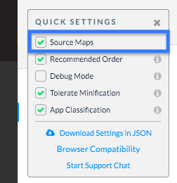 Enable Source Maps checkbox
